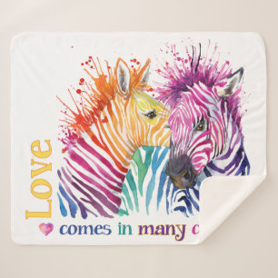 Zebra Rainbow Sherpa Blanket Deken