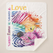 Zebra Rainbow Sherpa Blanket Sherpa Deken (Voorkant)