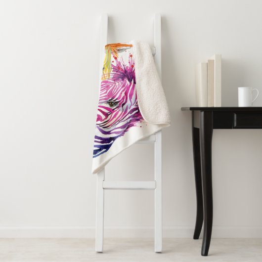 Zebra Rainbow Sherpa Blanket Sherpa Deken (In situ)