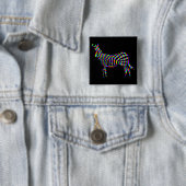 Zebra Rainbow Silhouette Button Badge Pin (In situ)