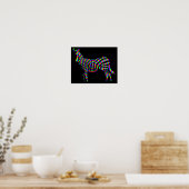 Zebra Rainbow Silhouette Poster Sign. (Keuken)