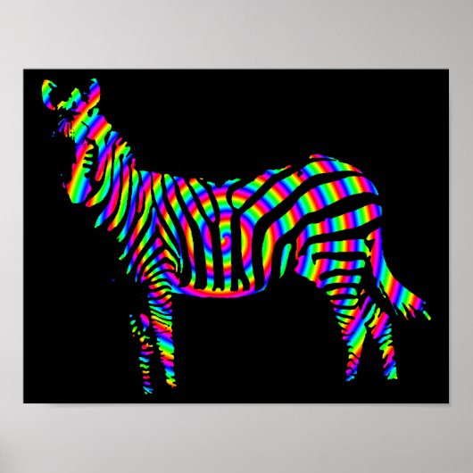 Zebra Rainbow Silhouette Poster Sign. (Voorkant)