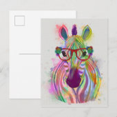Zebra Rainbow Splash Briefkaart (Voorkant / Achterkant)