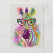 Zebra Rainbow Splash Briefkaart (Voorkant)