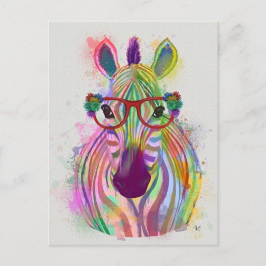 Zebra Rainbow Splash Briefkaart (Voorkant)