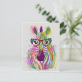 Zebra Rainbow Splash Briefkaart (Staand voorkant)