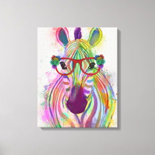 Zebra Rainbow Splash Canvas Afdruk