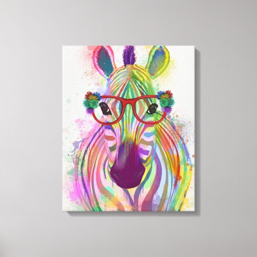Zebra Rainbow Splash Canvas Afdruk (Voorkant)