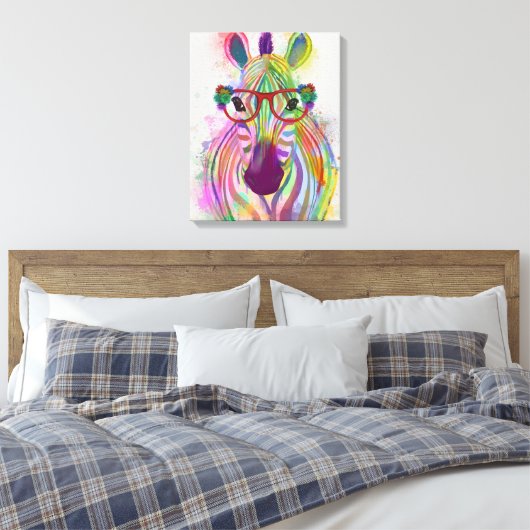 Zebra Rainbow Splash Canvas Afdruk (Insitu (Slaapkamer))