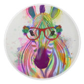 Zebra Rainbow Splash Keramische Knop (Voorkant)