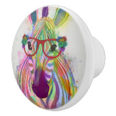 Zebra Rainbow Splash Keramische Knop (Rechts)