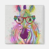 Zebra Rainbow Splash Magneet (Voorkant)