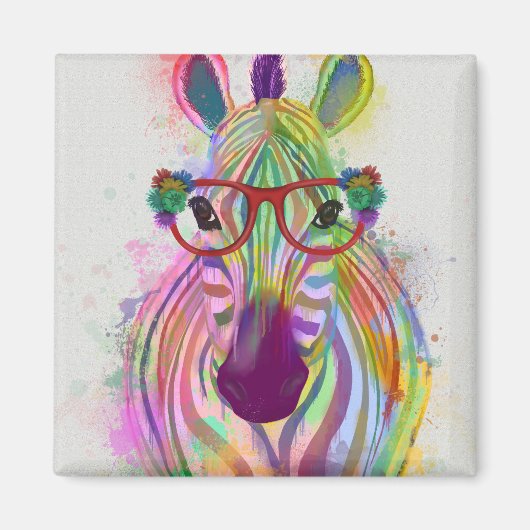 Zebra Rainbow Splash Magneet (Voorkant)