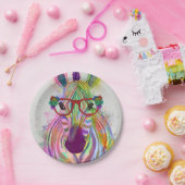 Zebra Rainbow Splash Papieren Bordje (Feest)