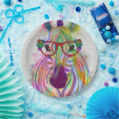 Zebra Rainbow Splash Papieren Bordje (Feest)