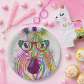 Zebra Rainbow Splash Papieren Bordje (Feest)