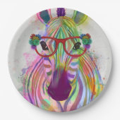 Zebra Rainbow Splash Papieren Bordje (Voorkant)