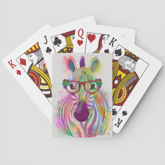 Zebra Rainbow Splash Pokerkaarten (Achterkant)