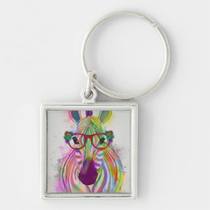 Zebra Rainbow Splash Sleutelhanger