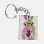 Zebra Rainbow Splash Sleutelhanger (Voorkant Links)