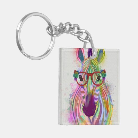 Zebra Rainbow Splash Sleutelhanger (Voorkant Links)