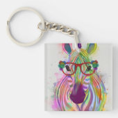 Zebra Rainbow Splash Sleutelhanger (Voorkant)