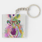 Zebra Rainbow Splash Sleutelhanger (Achterkant)