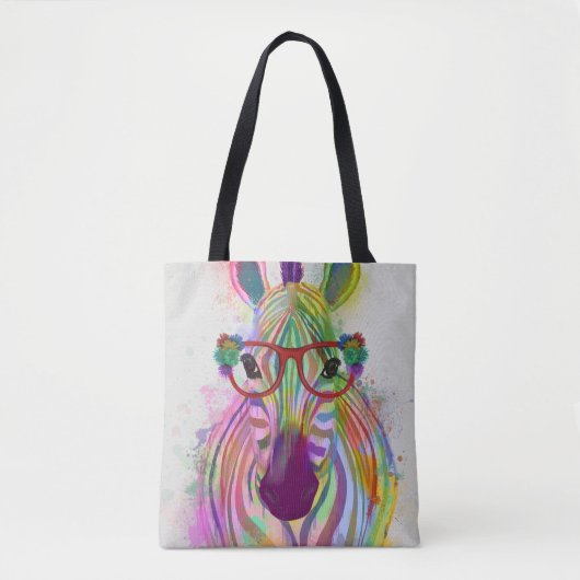 Zebra Rainbow Splash Tote Bag (Voorkant)