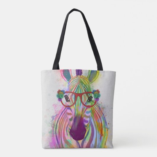 Zebra Rainbow Splash Tote Bag (Achterkant)