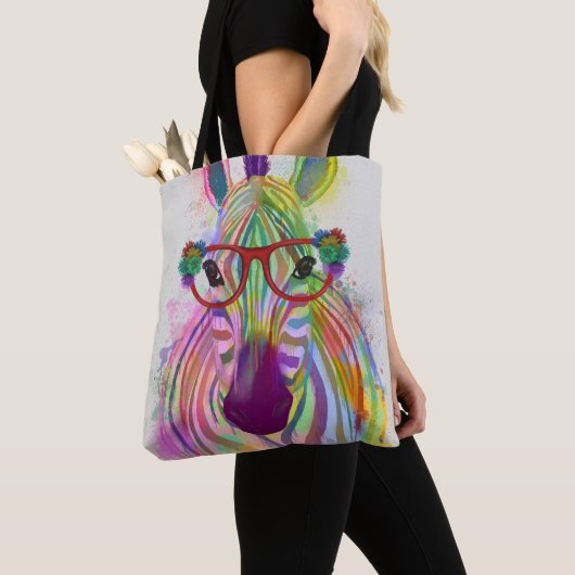 Zebra Rainbow Splash Tote Bag (Dichtbij)