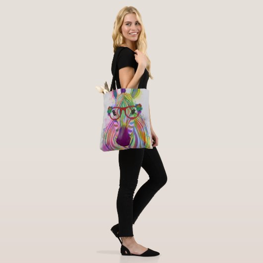 Zebra Rainbow Splash Tote Bag (Op model)