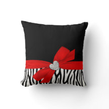 Zebra Red Bow Diamond Heart