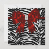 Zebra Red Bow Fancy Sweet Sixteen Kaart (Achterkant)
