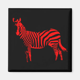 Zebra Red Silhouette Fridge Magnet