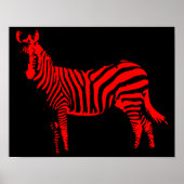 Zebra Red Silhouette Poster Sign. (Voorkant)