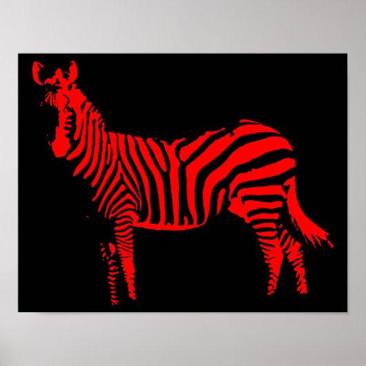 Zebra Red Silhouette Poster Sign. (Voorkant)