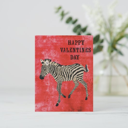 Zebra Red Valentijnsdag Briefkaart (Staand voorkant)