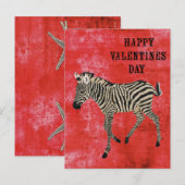 Zebra Red Valentijnsdag Briefkaart (Voorkant / Achterkant)