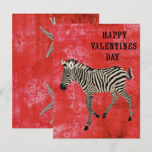 Zebra Red Valentijnsdag Briefkaart (Voorkant / Achterkant)