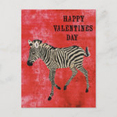 Zebra Red Valentijnsdag Briefkaart (Voorkant)