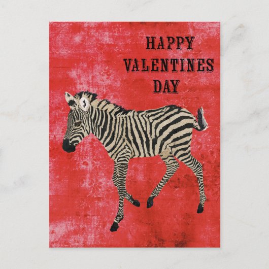 Zebra Red Valentijnsdag Briefkaart (Voorkant)