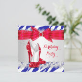 Zebra Red White Blue Hielelace Pareldag Kaart (Staand voorkant)