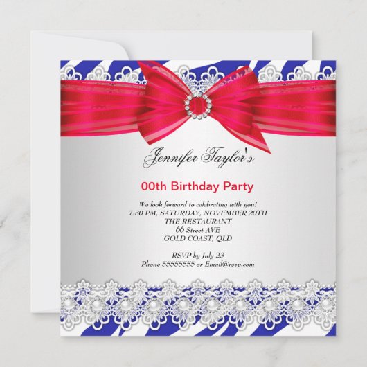 Zebra Red White Blue Hielelace Pareldag Kaart (Achterkant)