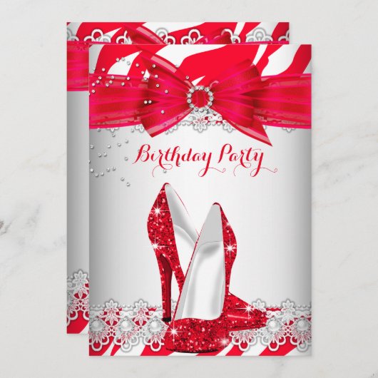 Zebra Red White High Hielleace Pareldag Kaart (Voorkant / Achterkant)