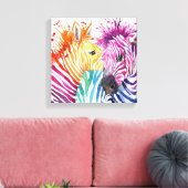 Zebra Regenboog Canvas (Insitu (Woonkamer))