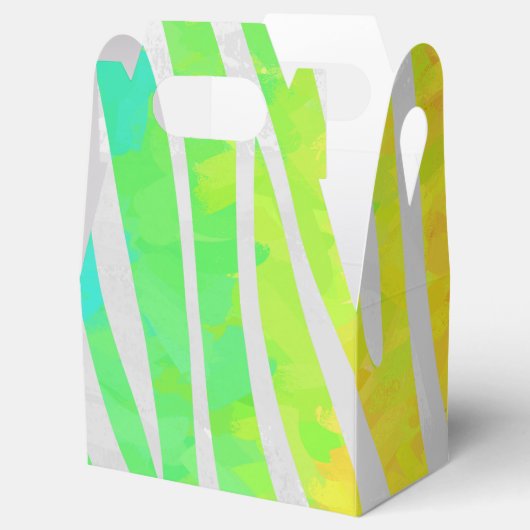 Zebra regenboog en witafdrukken bedankdoosjes (Geopend)