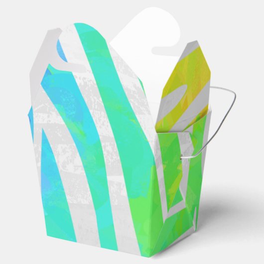 Zebra regenboog en witafdrukken bedankdoosjes (Geopend)