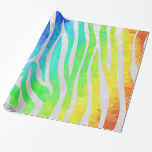 Zebra regenboog en witafdrukken cadeaupapier