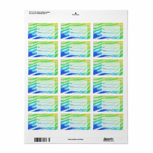 Zebra regenboog en witafdrukken etiket (Full Sheet)