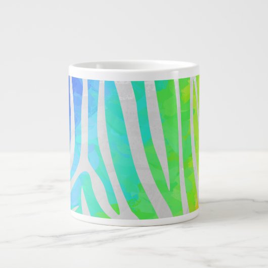 Zebra regenboog en witafdrukken grote koffiekop (Voorkant)
